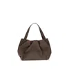 Themoirè Pleated Top-handle Tote Bag In Brown