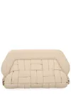 Themoirè Woven Rectangular Clutch Bag Detachable Strap In Neutral