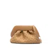 Themoirè Tia Clutch Bag In Biscuit With Woven Suede Motif And Shoulder Strap In Neutral