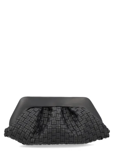 Themoirè Black Woven Structured Shoulder Bag