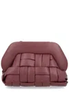 Themoirè Woven Rectangular Clutch Bag Detachable Strap In Burgundy