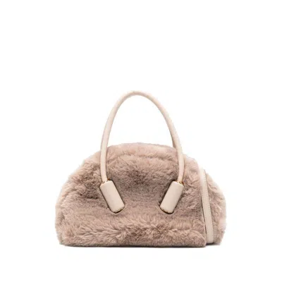 Themoirè Selene Faux Fur Top Handle Bag In Beige