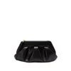 Themoirè Pleated Rectangular Shoulder Bag With Detachable Strap In Black
