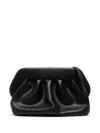 Themoirè Gathered Pleated Rectangular Clutch Bag In Black