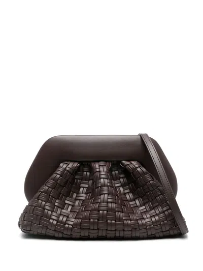 Themoirè Tia Micro Weaved Clutch In Brown