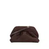 Themoirè Suede Pleated Shoulder Bag With Detachable Strap In Brown