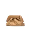 Themoirè Tia Clutch Bag In Biscuit With Woven Suede Motif And Shoulder Strap In Brown