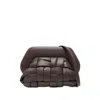 Themoirè Tia Ebony Clutch Bag With Woven Motif And Shoulder Strap In Brown