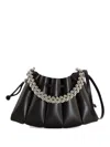 Themoirè Beaded-handle Pleated Shoulder Bag In Black