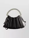 Themoirè Beaded Shoulder Bag Adjustable Strap In Black