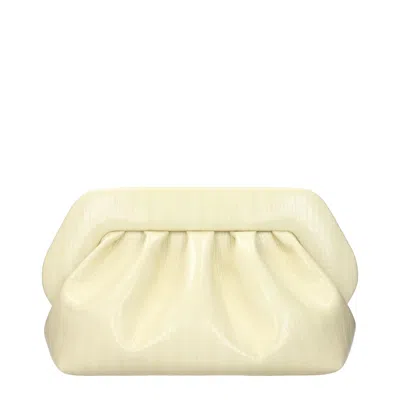 Themoirè Beige Leather Clutch Women's Bag