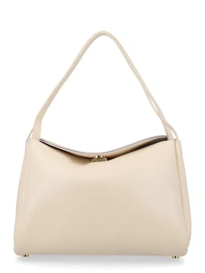 Themoirè Beige Recycled Shoulder Bag In White