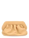 Themoirè Beige Ruched Angular Clutch In Beige