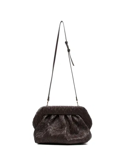 Themoirè Bios Arricciato Apple Chocolate Leather Bag In Brown