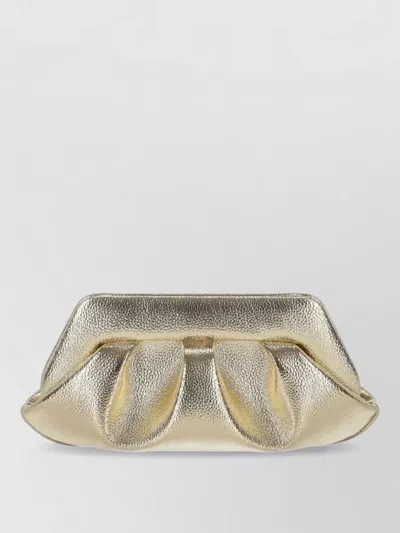 Themoirè Bios Metallic Pleated Clutch Bag Strap In Gold