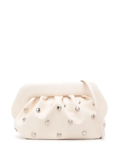 Themoirè Bios Faux Leather Studded Clutch In Eggshell