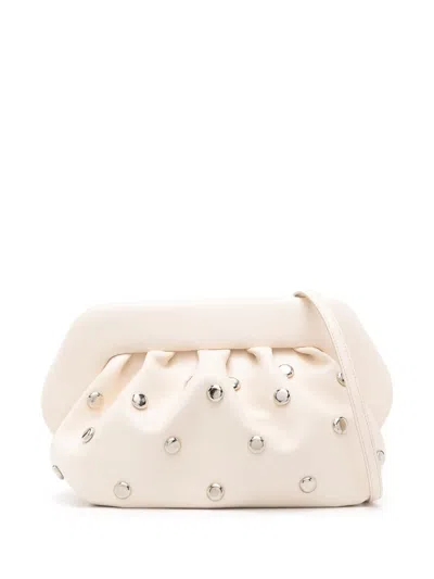 Themoirè Bios Beads Clutch Bag In Beige