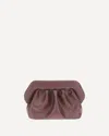 Themoirè Bios Clutch Bag In Plum With Magnetic Closure And Shoulder Strap In Brown