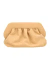 Themoirè Beige Ruched Angular Clutch In Brown