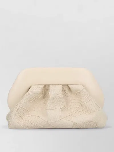 Themoirè Bios Clutch Bag Embroidery Textured Design Strap