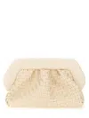 Themoirè Bios Micro Weaved Straw Shell Clutch Bag In Metallic