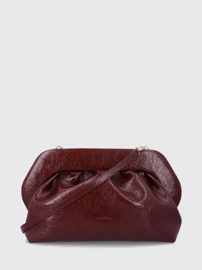 Themoirè Bios Draped Vegan Leather Clutch With Removable Shoulder Strap In Burgundy
