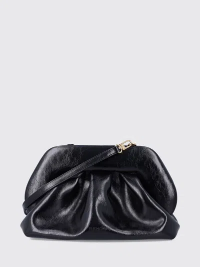 Themoirè Bios Draped Vegan Leather Clutch With Removable Strap In Black