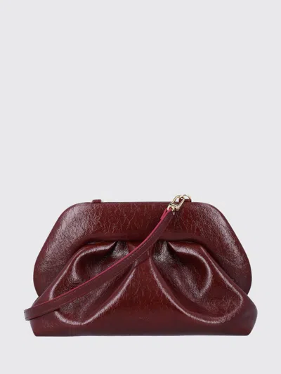 Themoirè Bios Draped Vegan Leather Clutch With Removable Strap In Burgundy