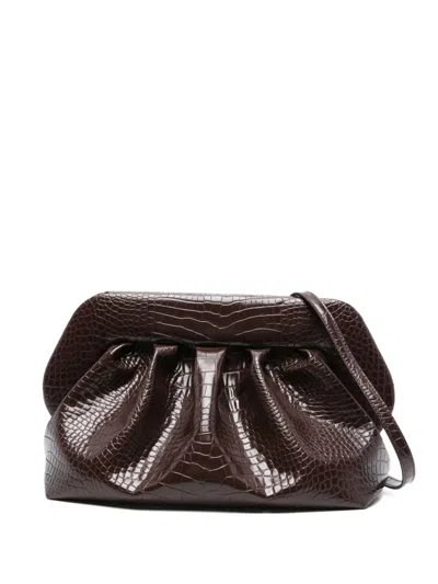Themoirè Bios Embossed Pleated Clutch Bag In Brown