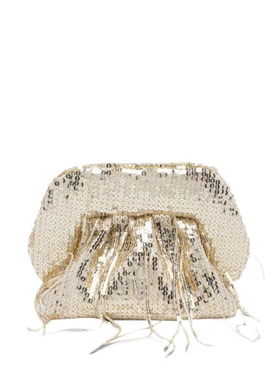 Themoirè Bios Fringe Sequin Clutch Bag In Gold