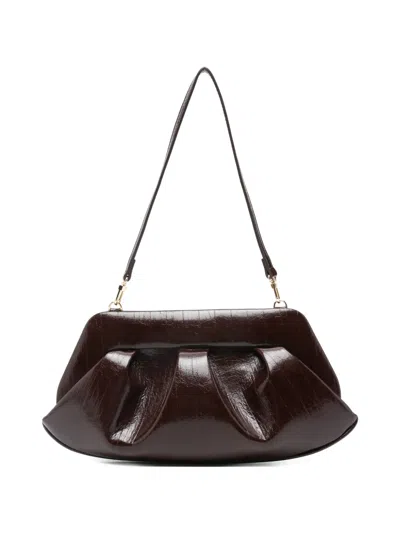 Themoirè Bios Gathered Clutch Bag In Brown