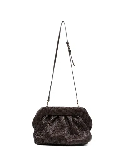 Themoirè Bios Gathered Leather Clutch Bag In Brown