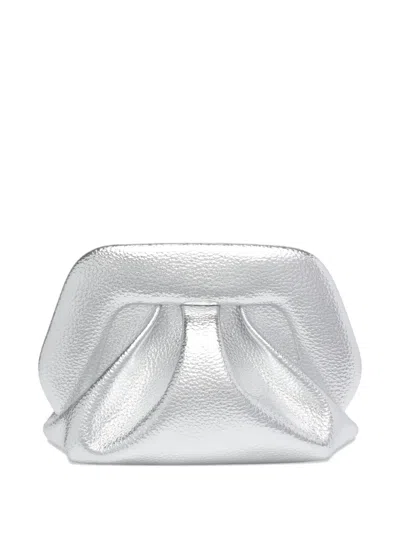 Themoirè Bios Leather Clutch Bag In Silver