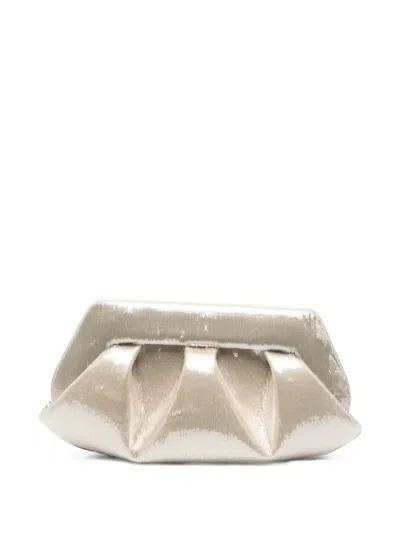 Themoirè Bios Lurex-finish Ruched Clutch Bag In Neutral