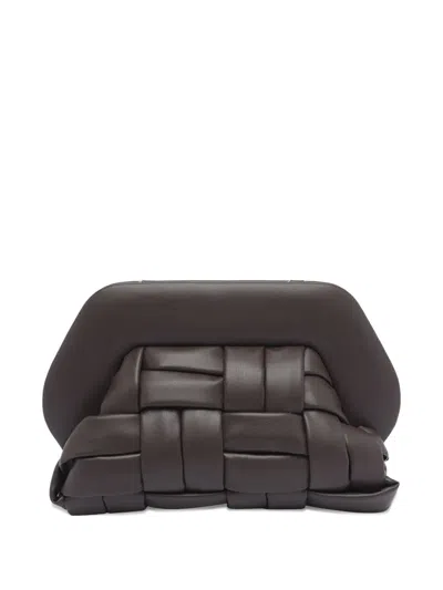 Themoirè Bios Magnetic-closure Clutch Bag In Brown