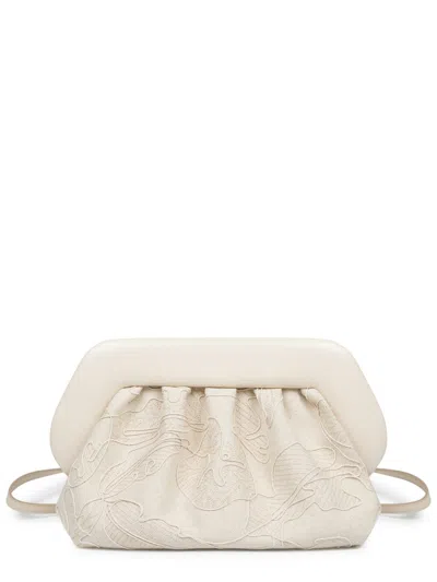 Themoirè Bios Medium Embroidered Hemp-cotton Bag In Ivory
