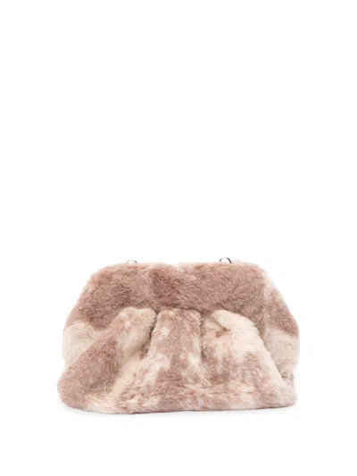 Themoire' Bios Medium Fur Potato Clutch In Beige