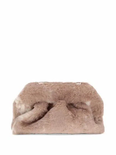 Themoire' Bios Medium Fur Potato Clutch In Nude & Neutrals