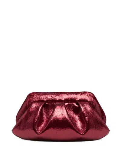 Themoirè Bios Metallic Ruched Clutch Bag In Brown