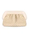 Themoirè Bios Micro Weaved Straw Shell Clutch Bag