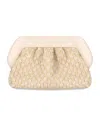 Themoirè Bios Micro Weaved Straw Shell Clutch Bag