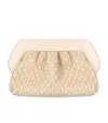 Themoirè Bios Micro Weaved Straw Shell Clutch Bag