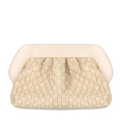 Themoirè Bios Micro Weaved Straw Shell Clutch Bag In Neutral