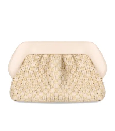 Themoirè Bios Micro Weaved Straw Shell Clutch Bag In Multi