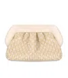 Themoirè Bios Micro Weaved Straw Shell Clutch Bag In Sand