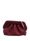 Themoirè Detachable Strap Pleated Suede Clutch In Red