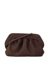 Themoirè Detachable Strap Pleated Suede Clutch In Brown
