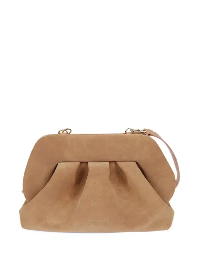 Themoirè Bios Ruched Clutch Bag In Brown