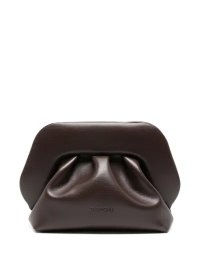 Themoirè Bios Ruched Clutch Bag In Brown