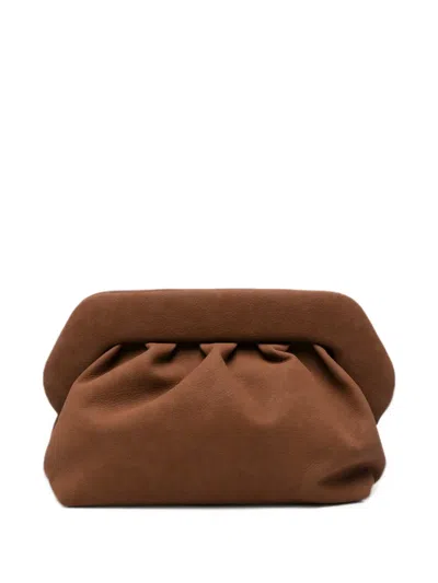 Themoirè Bios Ruched Clutch Bag In Brown